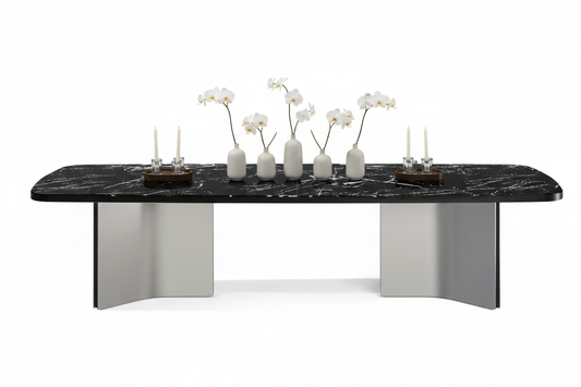 Black Marble Arch-Panel Table – Front View