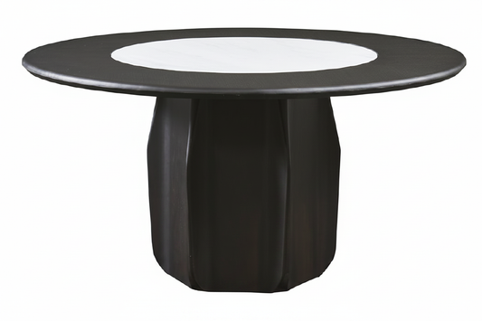 Black Scalloped Pedestal Table – 45° Elevated View