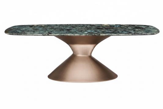 Dark Green Granite Hourglass Table – Side Profile View