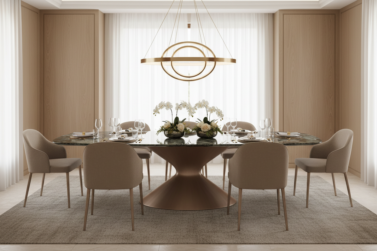 Dark Green Granite Hourglass Table – With Chairs