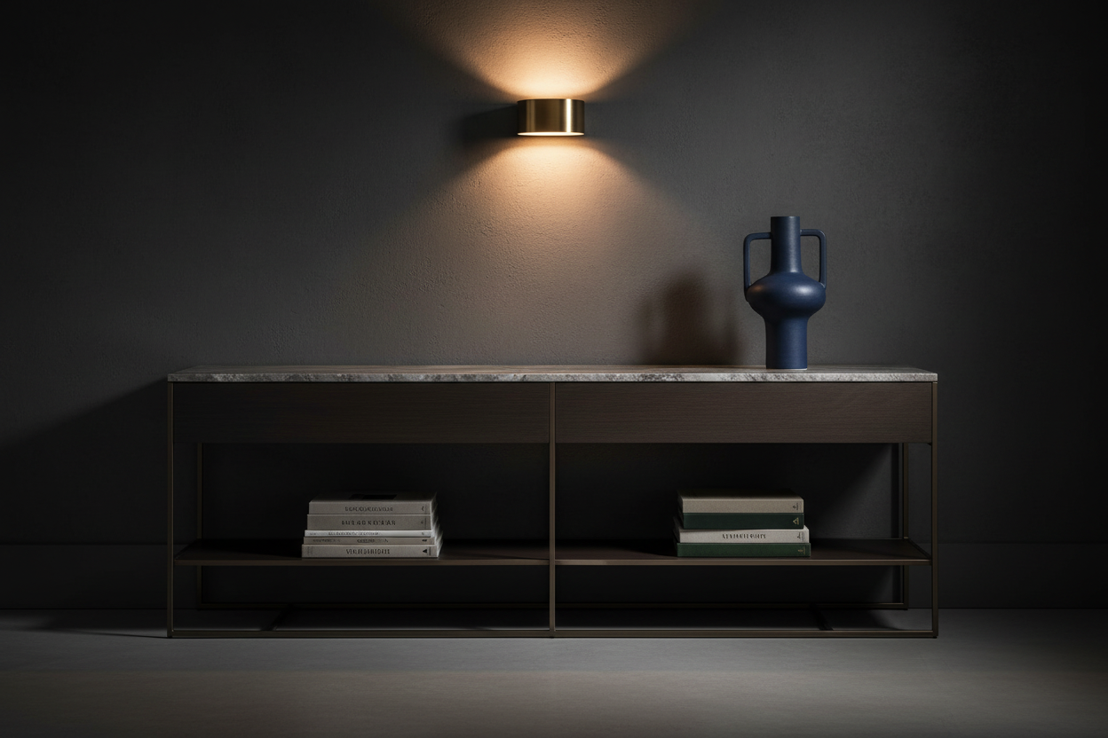 Ferro Console Table — full interior context