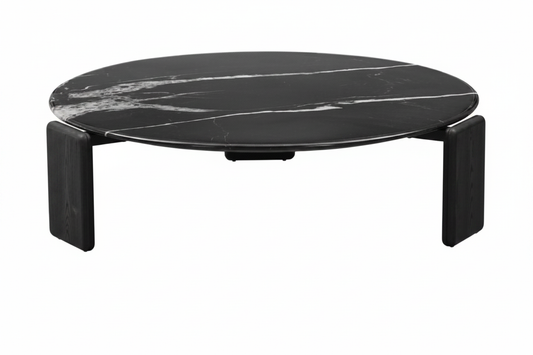 Triova Round Black Marble Coffee Table side view