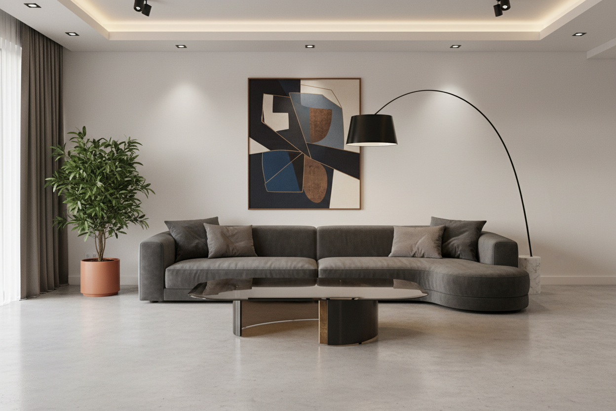 Lunaris Smoked Glass Coffee Table in luxury living room