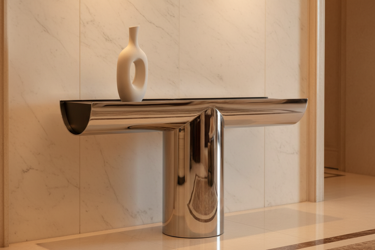 Luno Console Table — full interior context