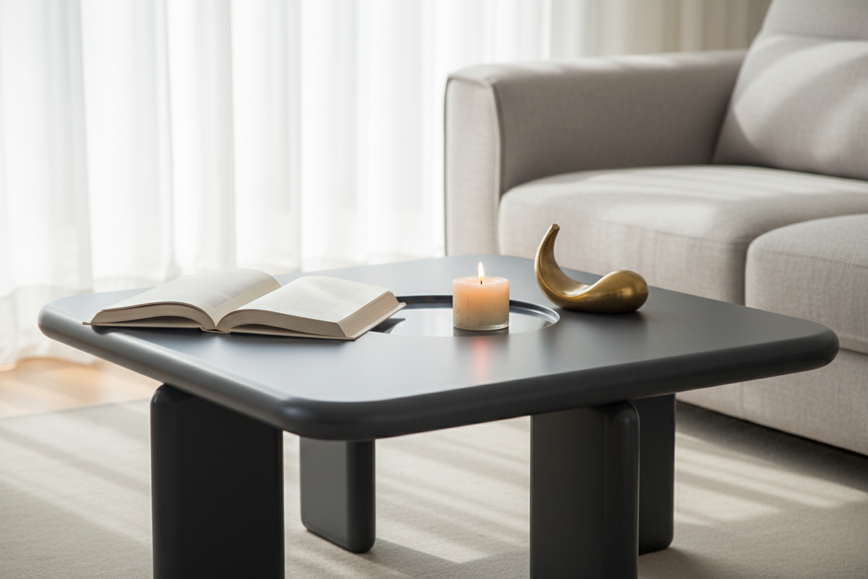 Quadrus Square Coffee Table close-up lifestyle shot