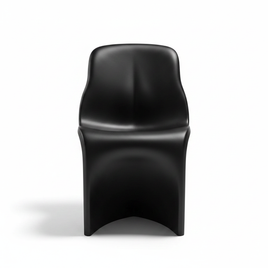 Front-facing studio shot of the Forma Sculptural Accent Chair in matte black