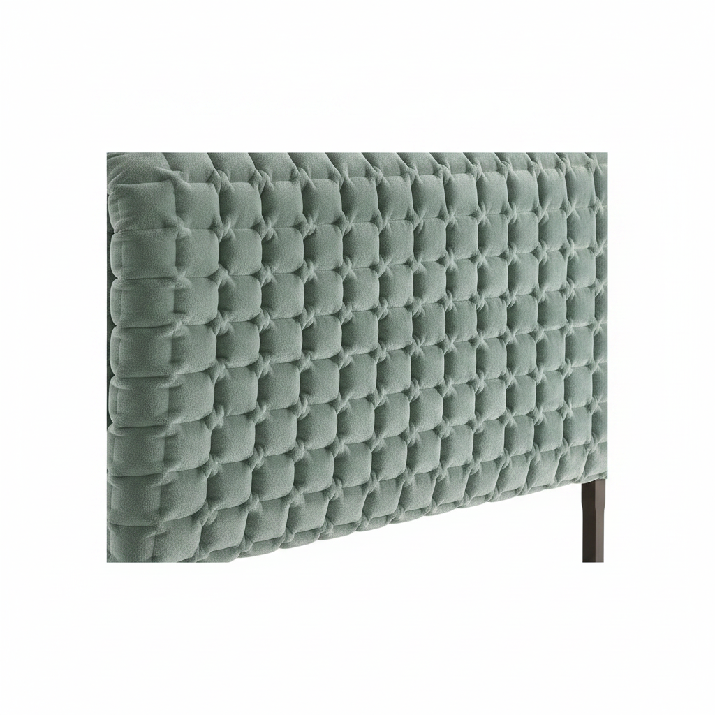 Trama king bed — close-up sage green woven texture detail