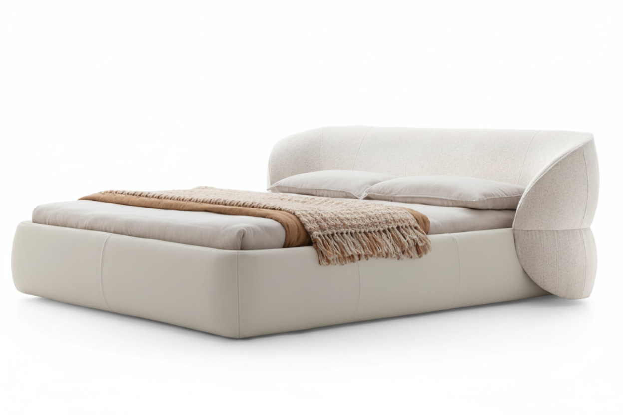 Asymmetric Sculptural Bed – 3/4 Angle View