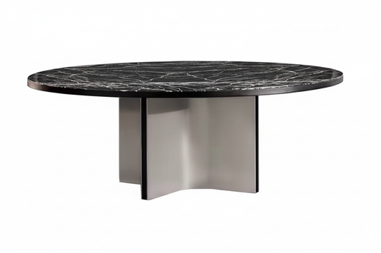Black Marble Cross-Base Table – Front View