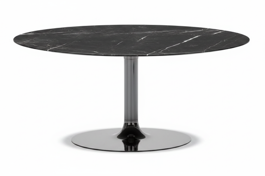 Black Marble Tulip Table – 45° Elevated View