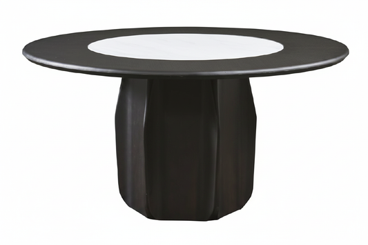 Black Scalloped Pedestal Table – Front View