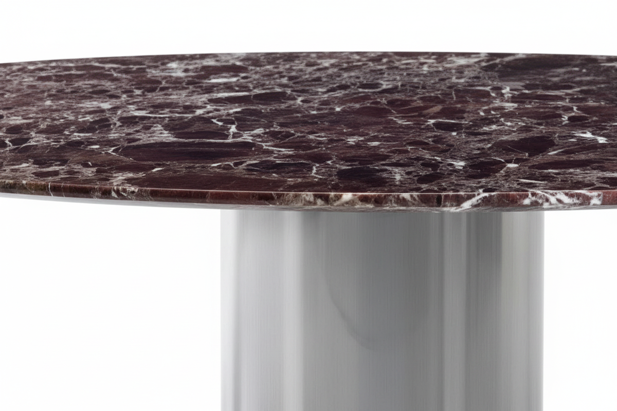 Burgundy Marble Cylinder Table – Close-Up Detail