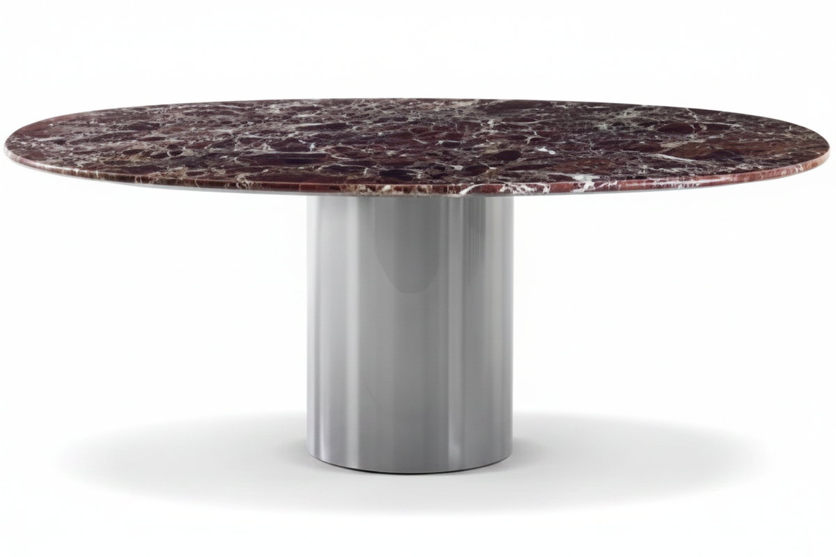 Burgundy Marble Cylinder Table – Front View