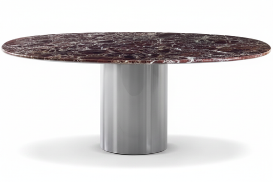 Burgundy Marble Cylinder Table – Front View