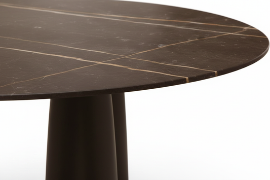 Dark Brown Marble Triple Cone Table – Close-Up Detail