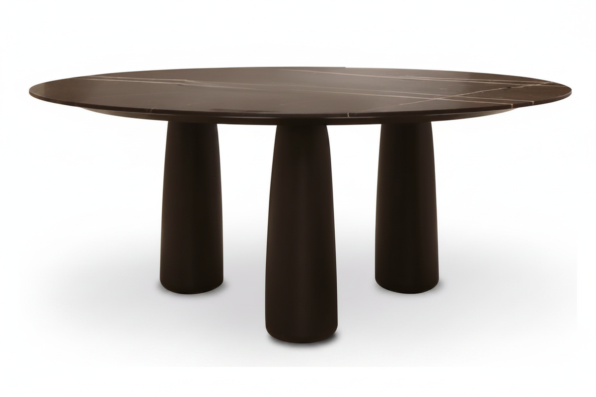 Dark Brown Marble Triple Cone Table – Front View