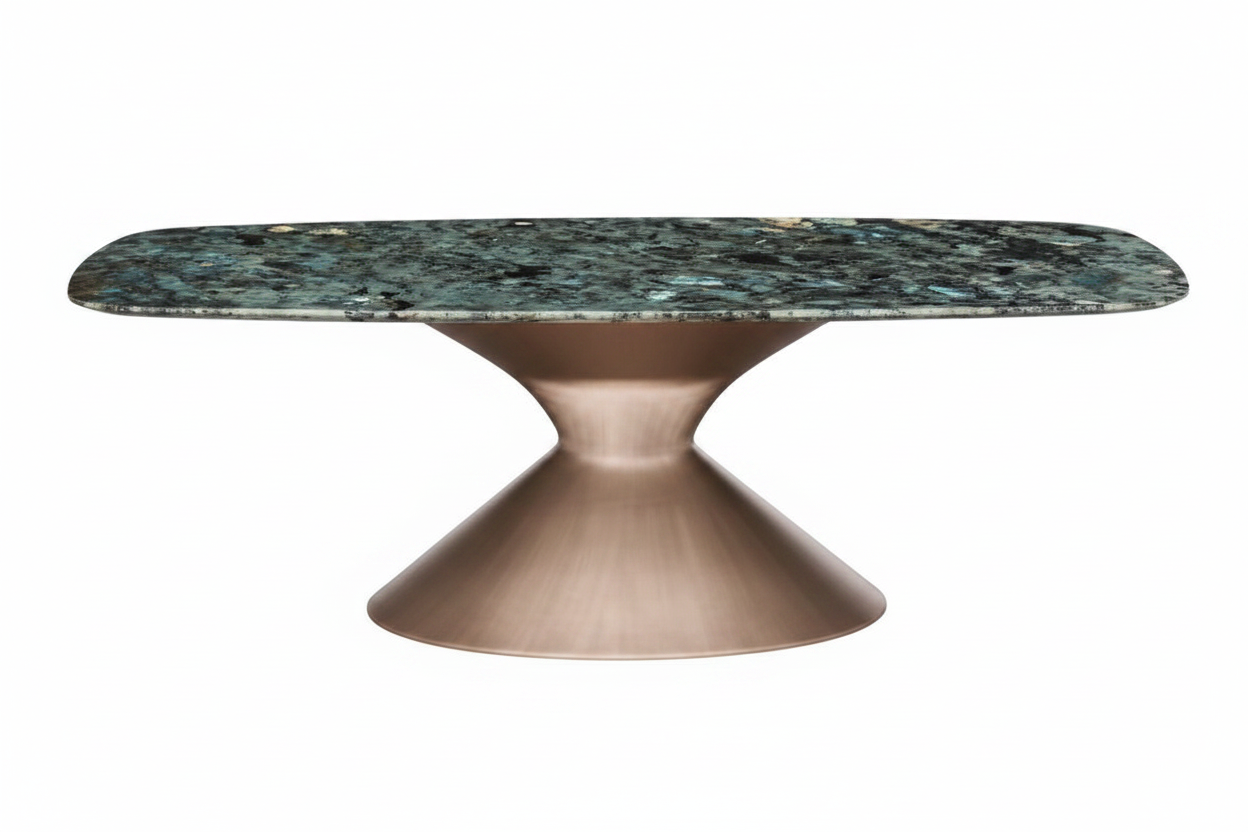 Dark Green Granite Hourglass Table – Front View