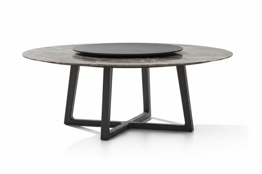 Dark Marble Star-Base Table – Side Profile View