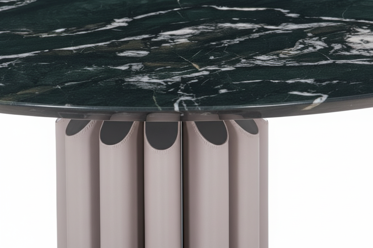 Green Marble Fluted Pedestal Table – Close-Up Detail