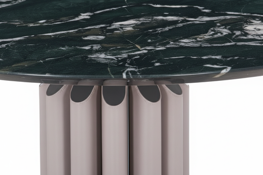 Green Marble Fluted Pedestal Table – Close-Up Detail