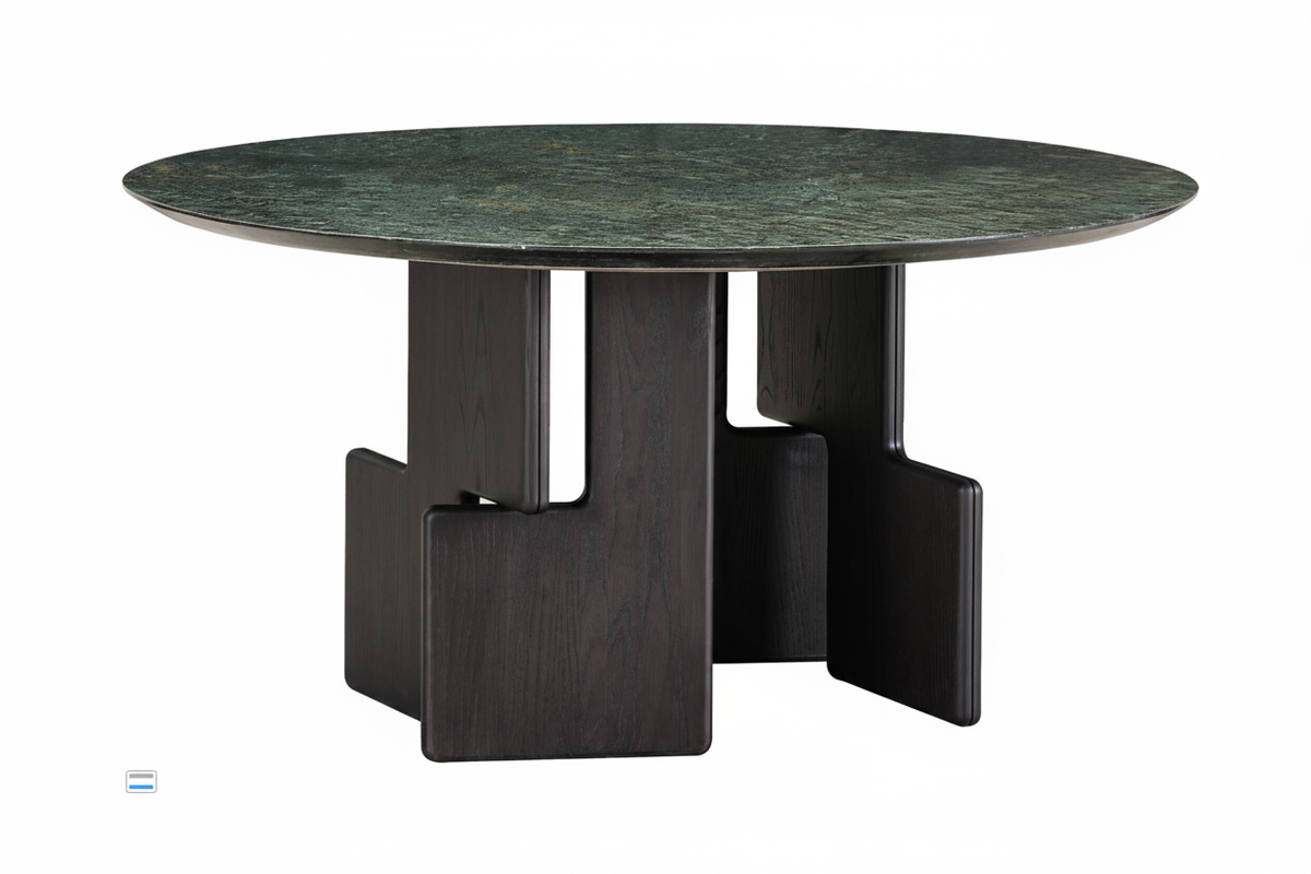 Green Marble Interlocking Panel Table – Front View