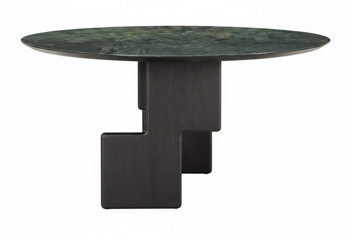 Green Marble Interlocking Panel Table – Side Profile View