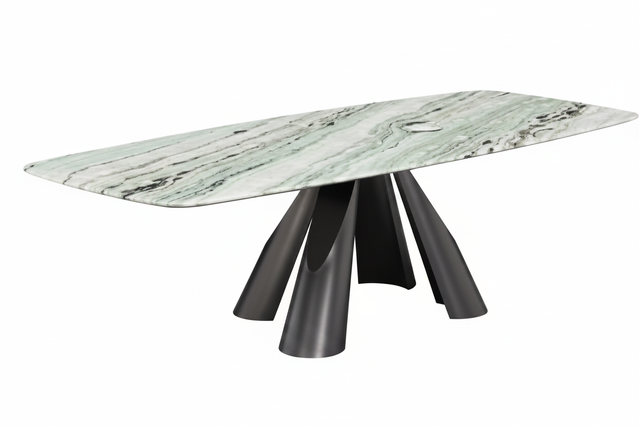 Green Marble Splayed Cone Table – 45° Elevated View