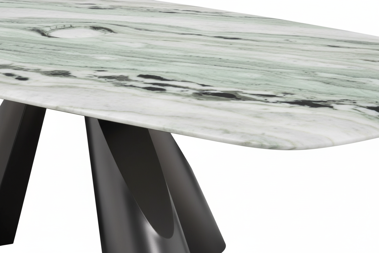 Green Marble Splayed Cone Table – Close-Up Detail