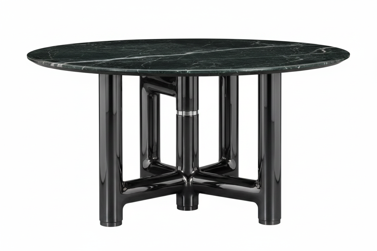 Green Marble Tube-Frame Table – Front View