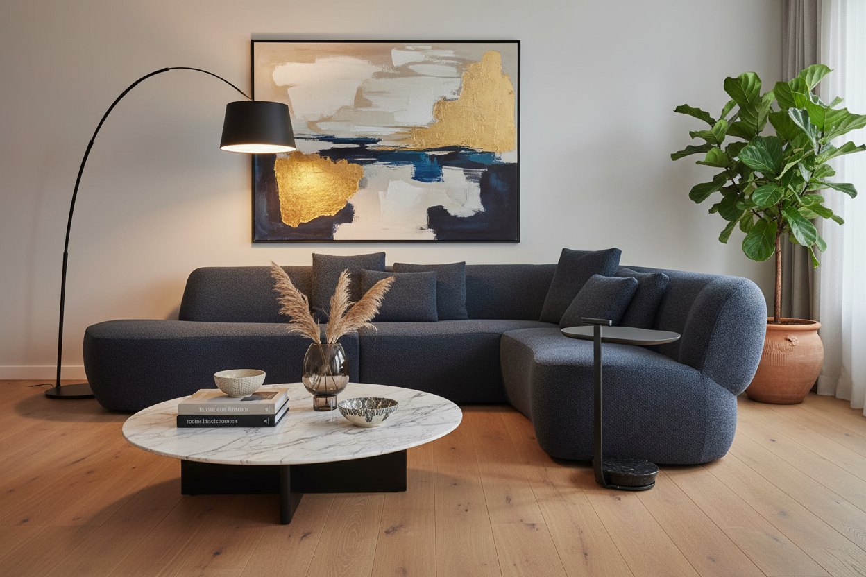 Orbis L-shape modular sectional sofa — interior lifestyle context