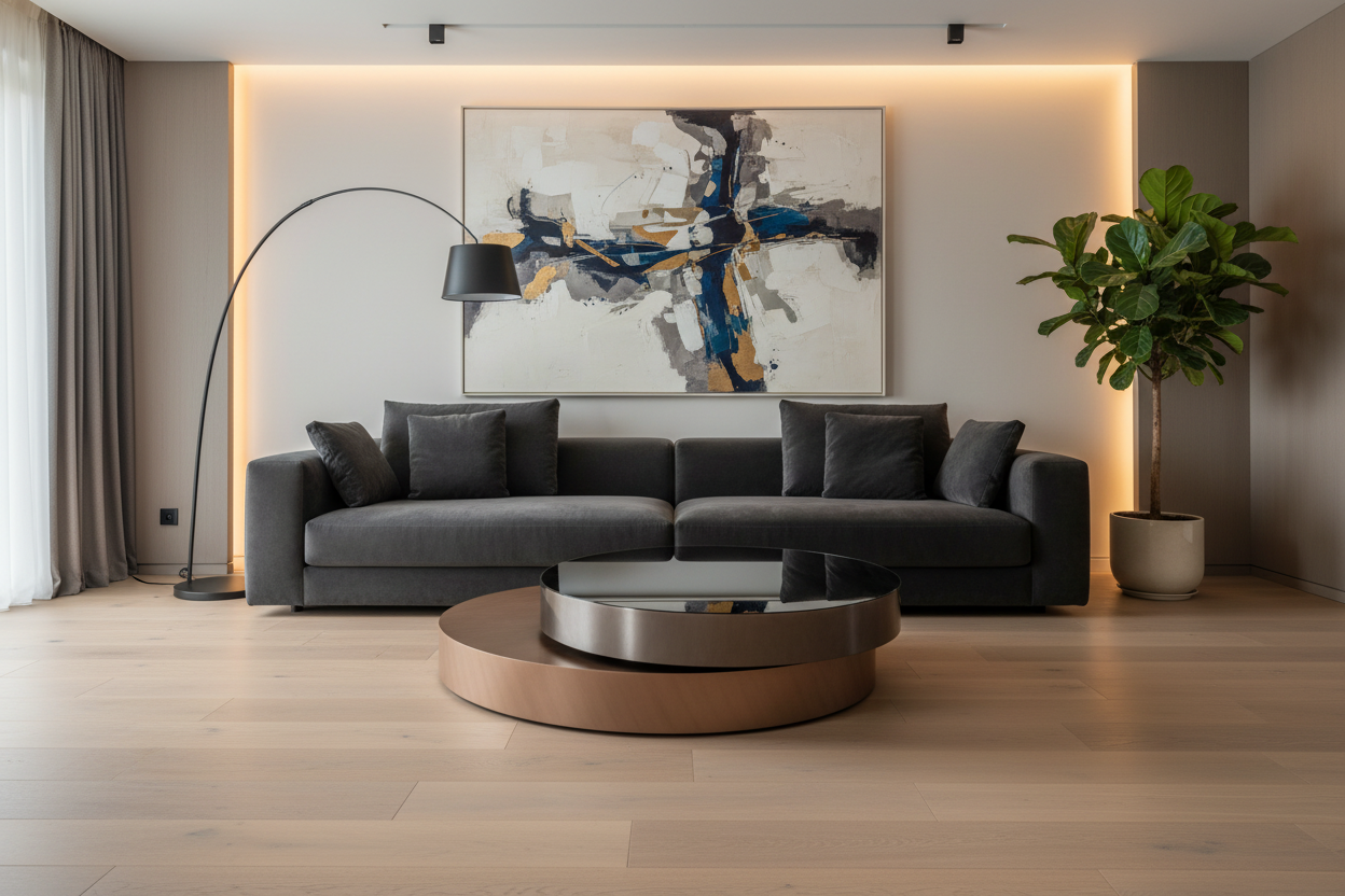 Auriva Dual-Layer Oval Coffee Table in luxury living room