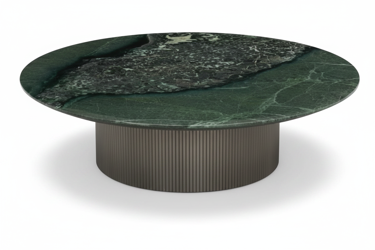 Viridis Round Green Marble Coffee Table side view