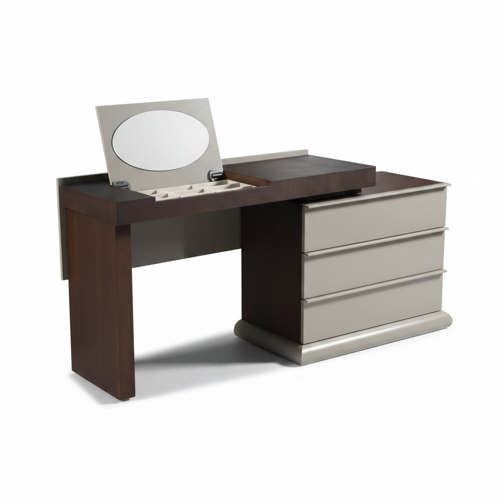 Top view of Duetto dressing table with integrated chest