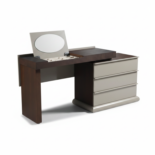 Top view of Duetto dressing table with integrated chest