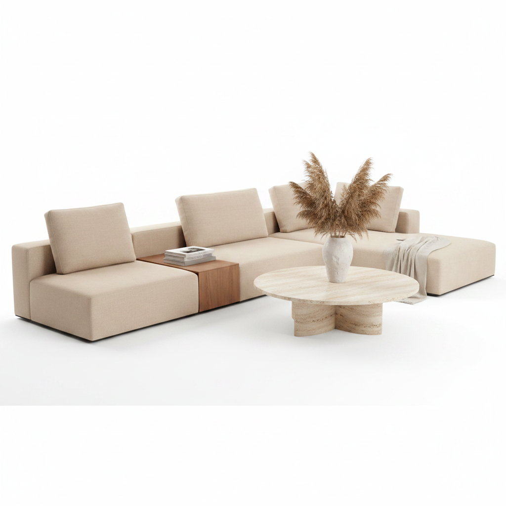 Plano modular sofa system — styled with accessories
