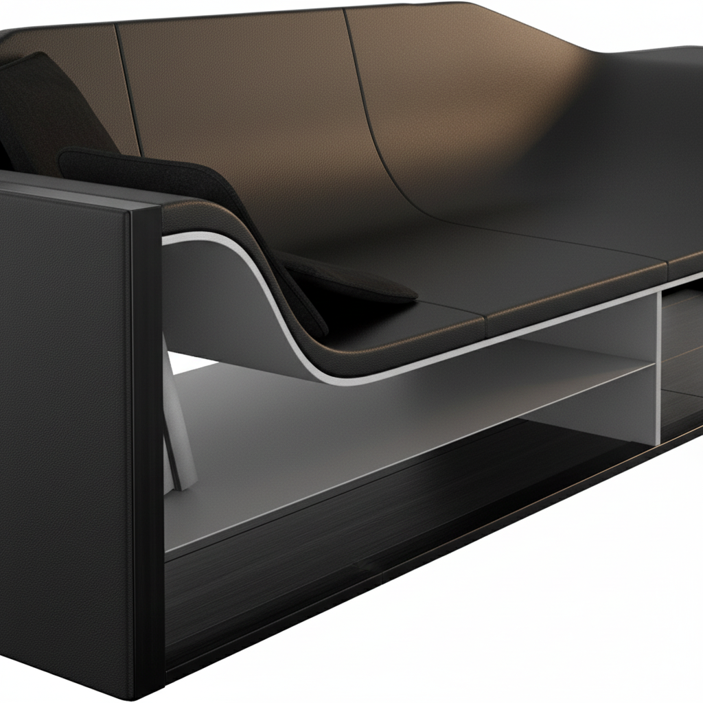 Linea Wave Sofa — leather detail close-up