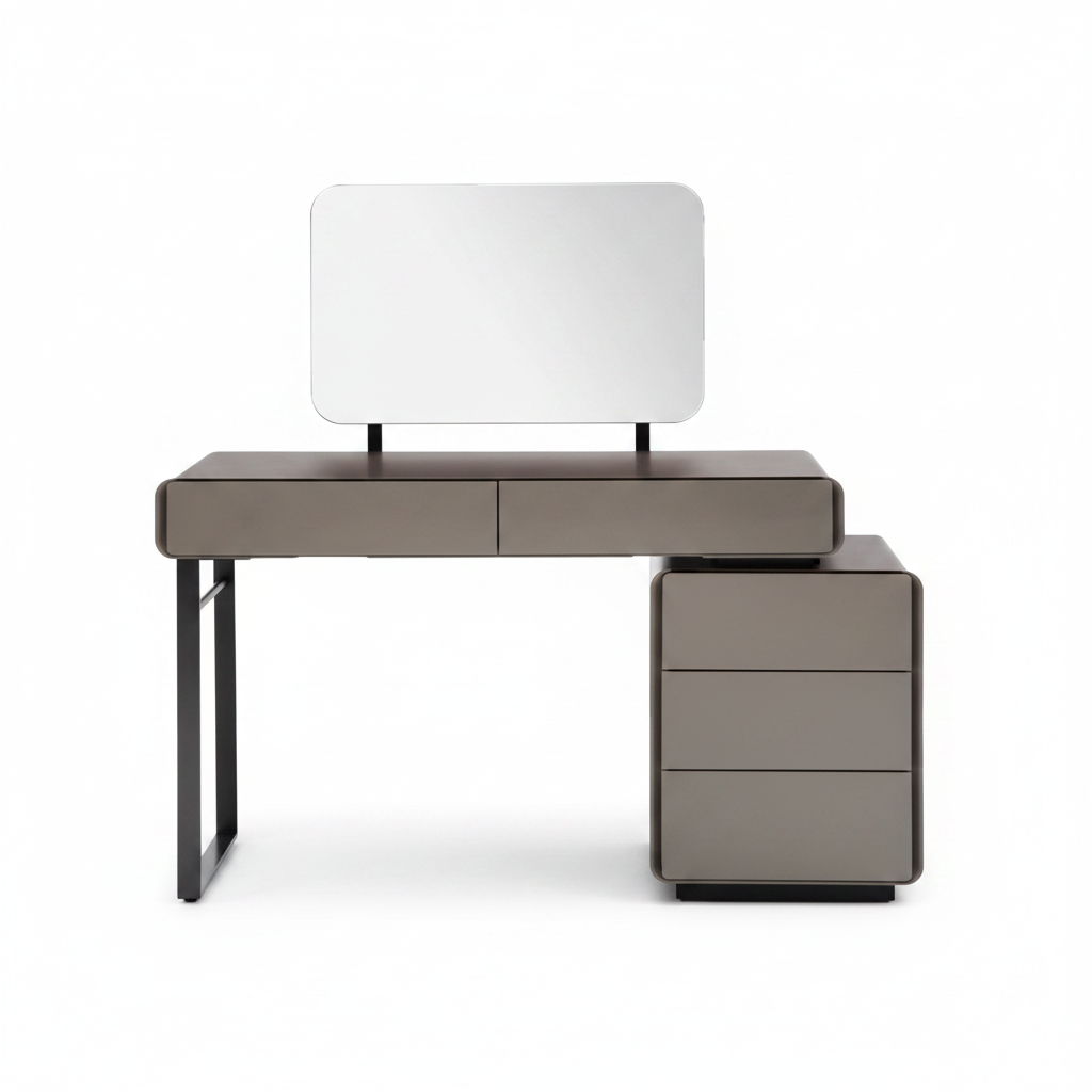 Top view of Sable dressing table with pedestal chest and mirror