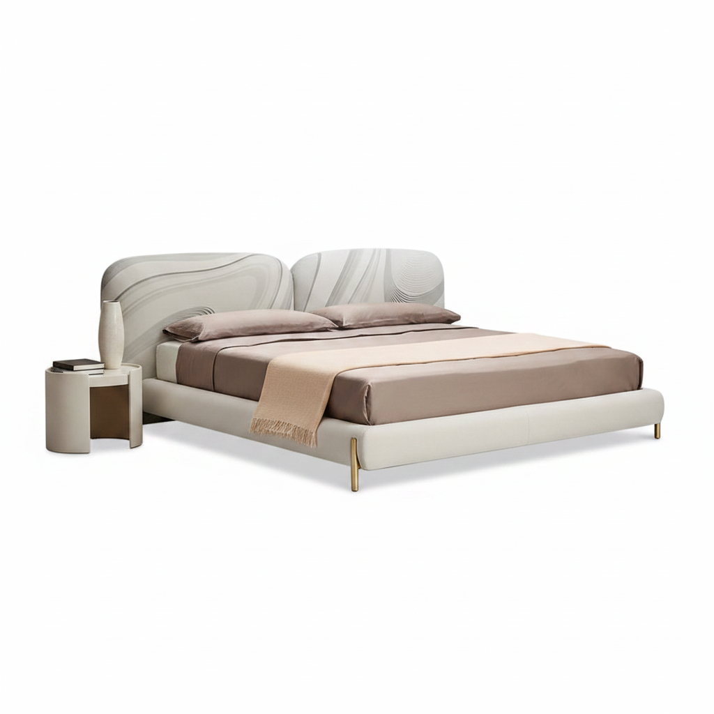 Vela king bed — styled with bedside accessories