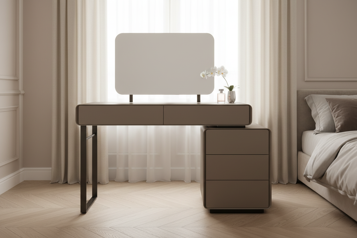 Sable dressing table in a modern luxury bedroom