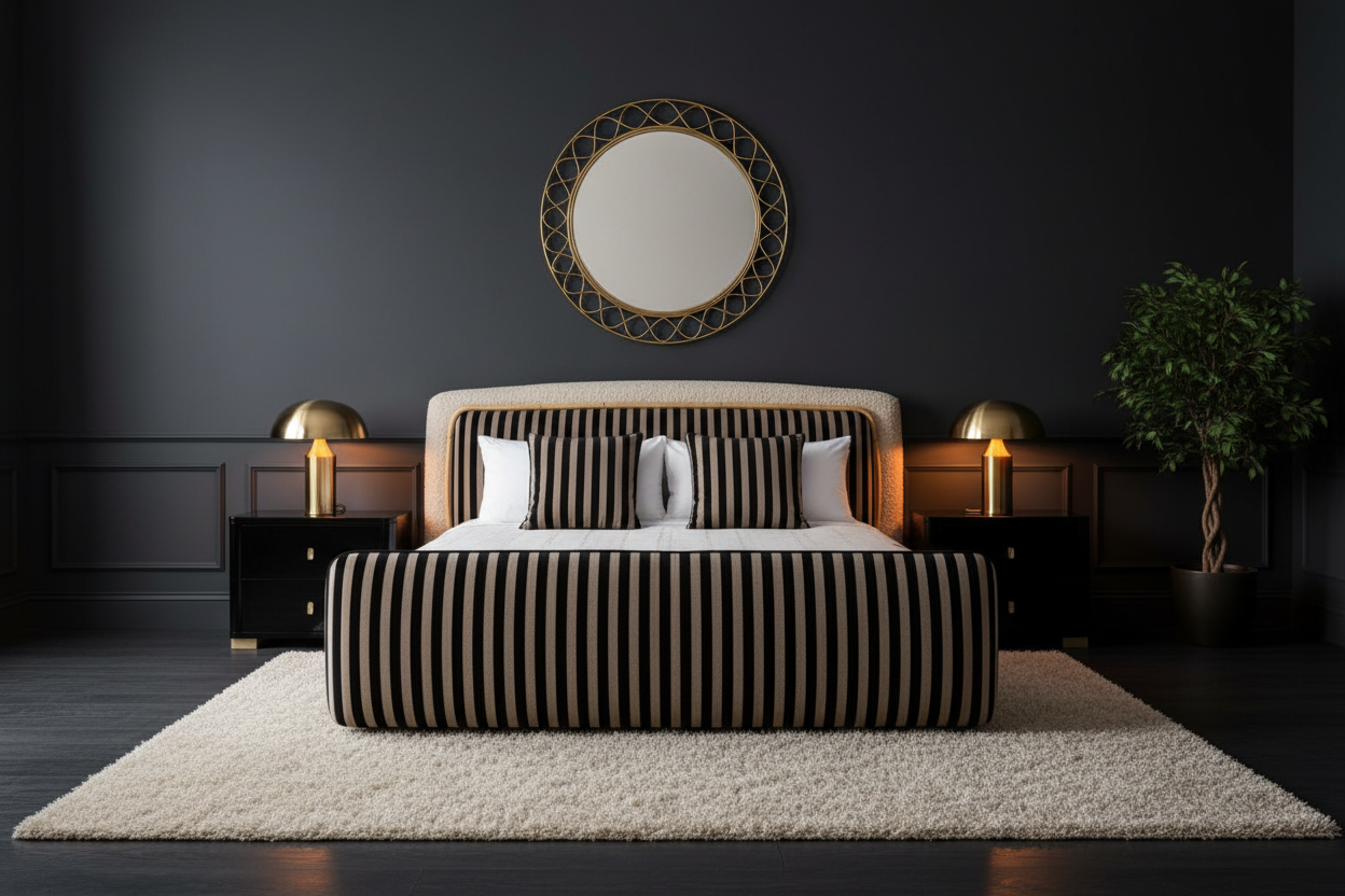 Rigato king bed — luxury master bedroom interior lifestyle
