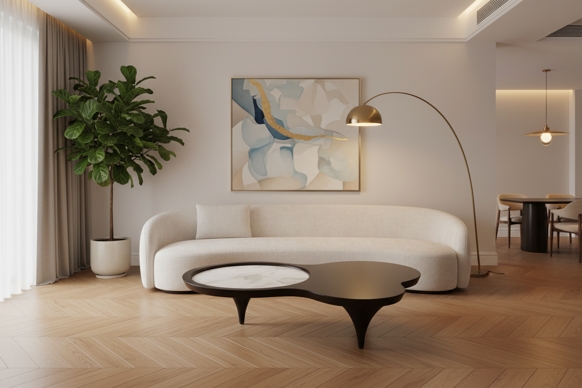 Forma Biomorphic Coffee Table in luxury living room