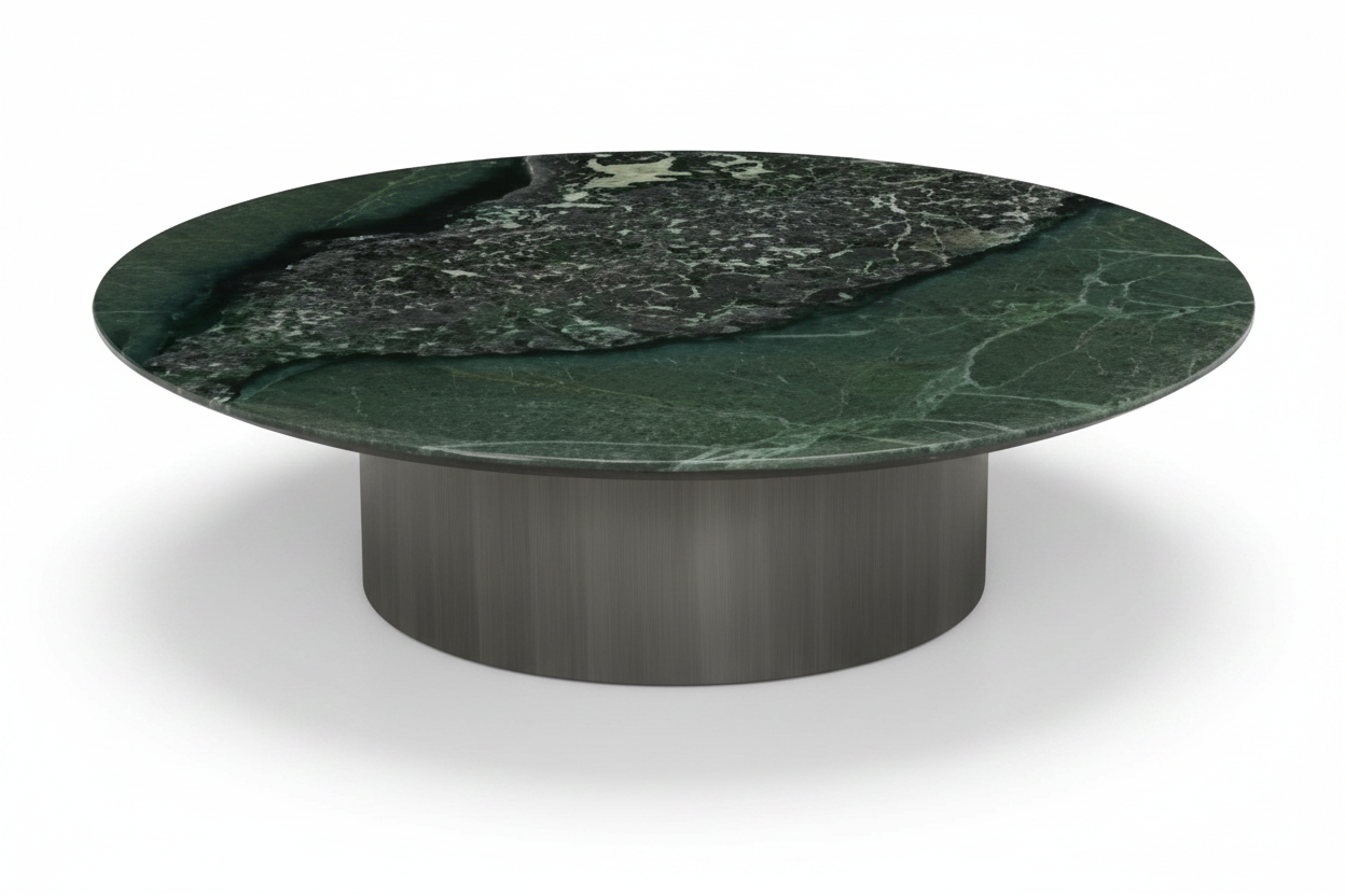 Viridis Round Green Marble Coffee Table back view