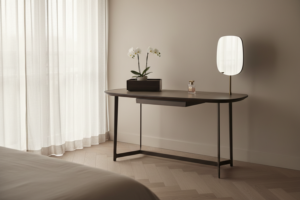 Ovale dressing table in a modern luxury bedroom