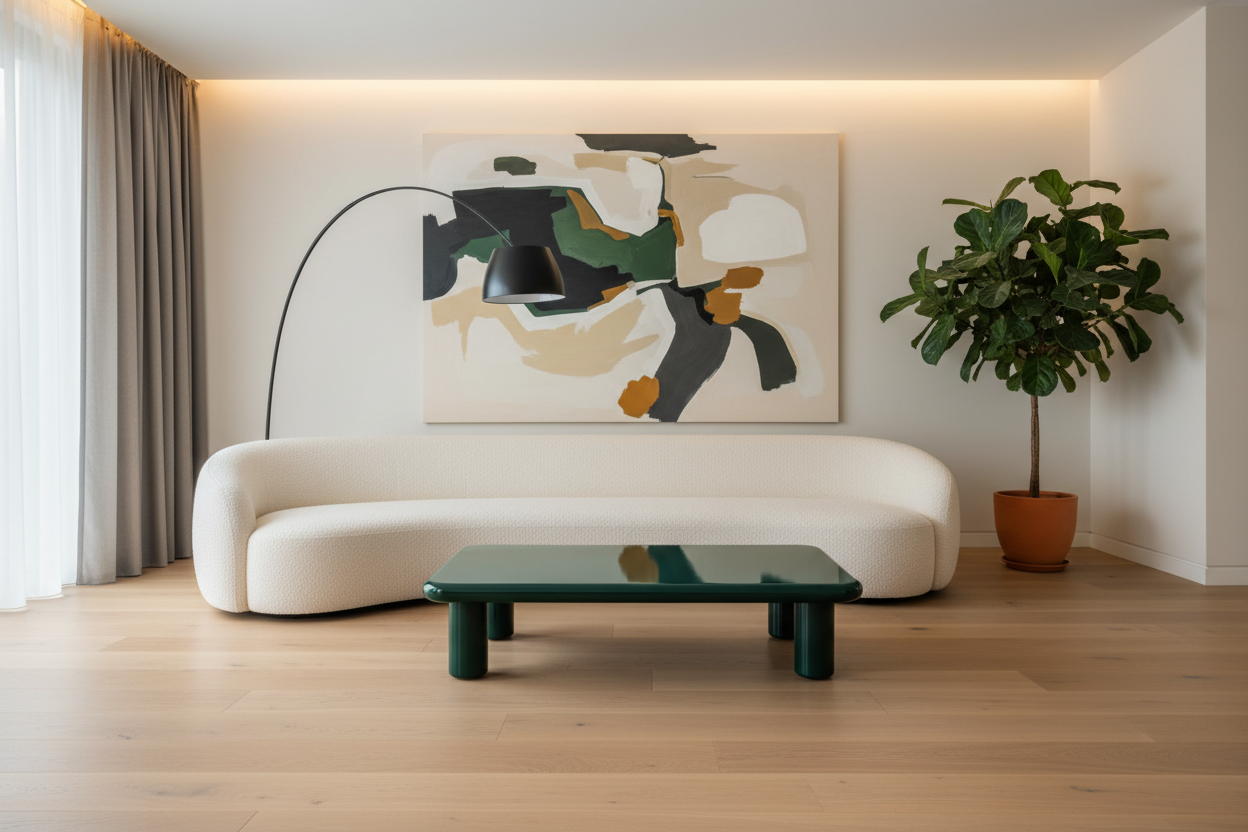Colonna Glossy Green Coffee Table in luxury living room