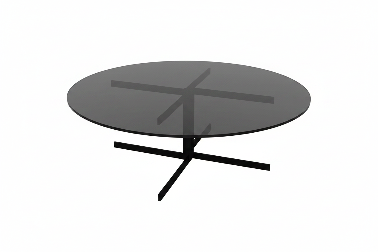 Cruxis Round Smoked Glass Coffee Table side view