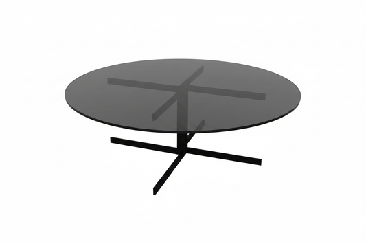 Cruxis Round Smoked Glass Coffee Table side view