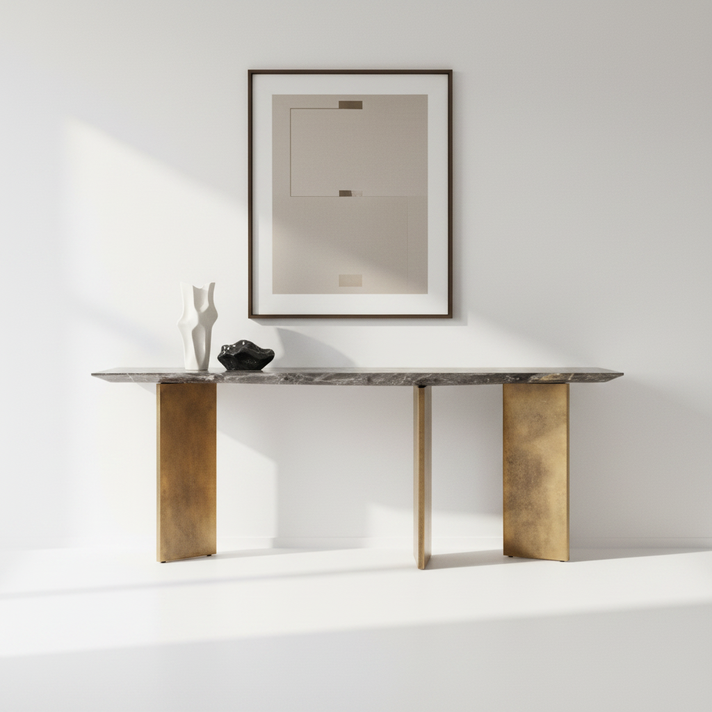 Aurum Console Table — styled with accessories