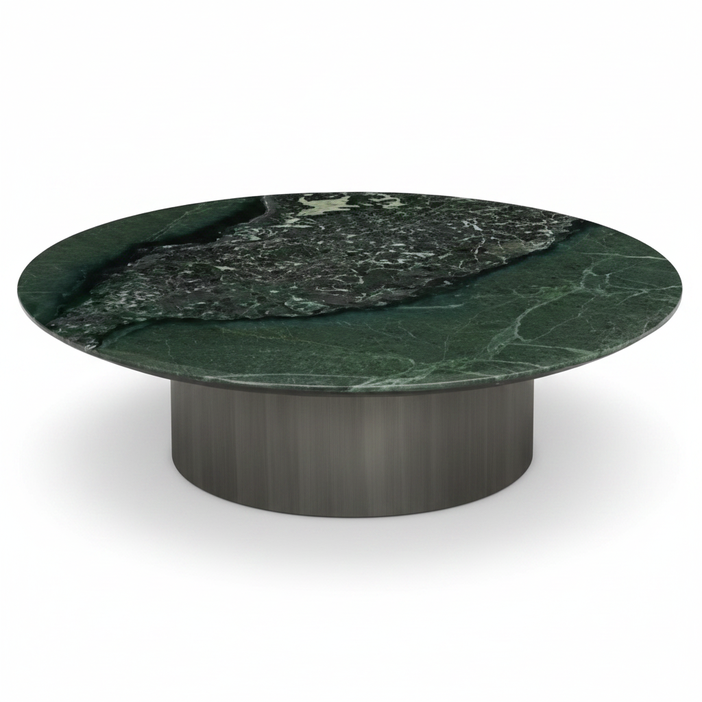 Viridis Round Green Marble Coffee Table top view