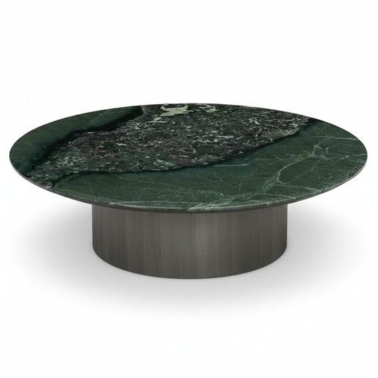 Viridis Round Green Marble Coffee Table top view