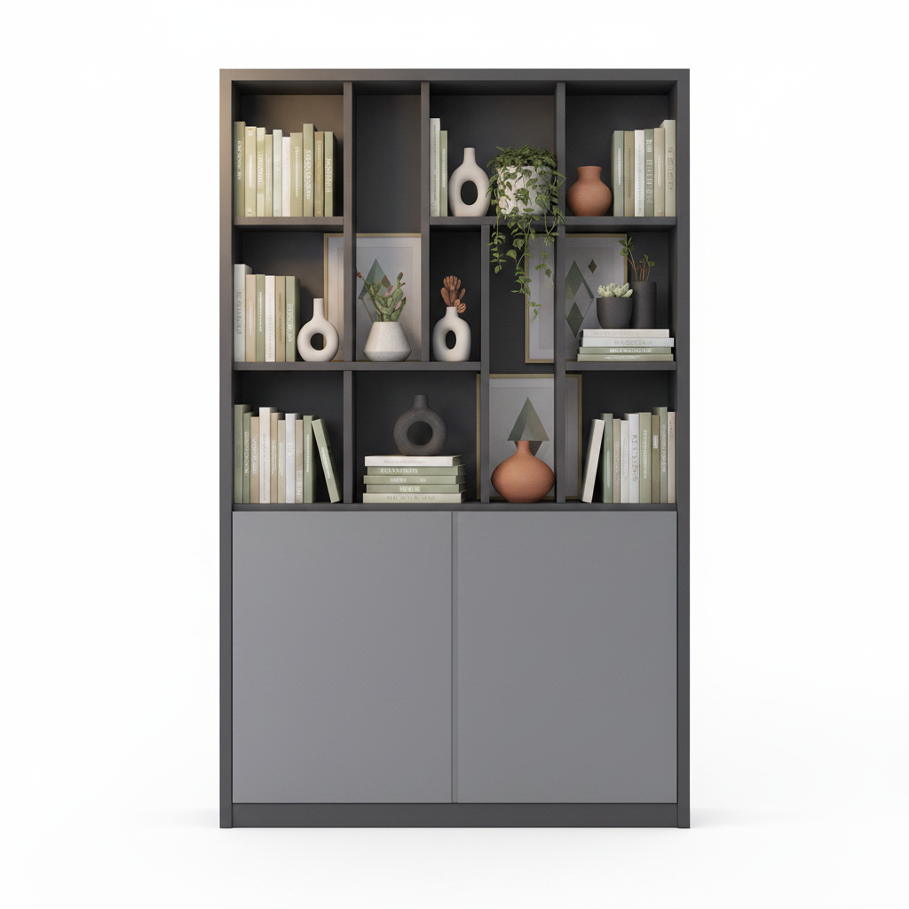 Noctis Display Cabinet styled with books, ceramics and art objects